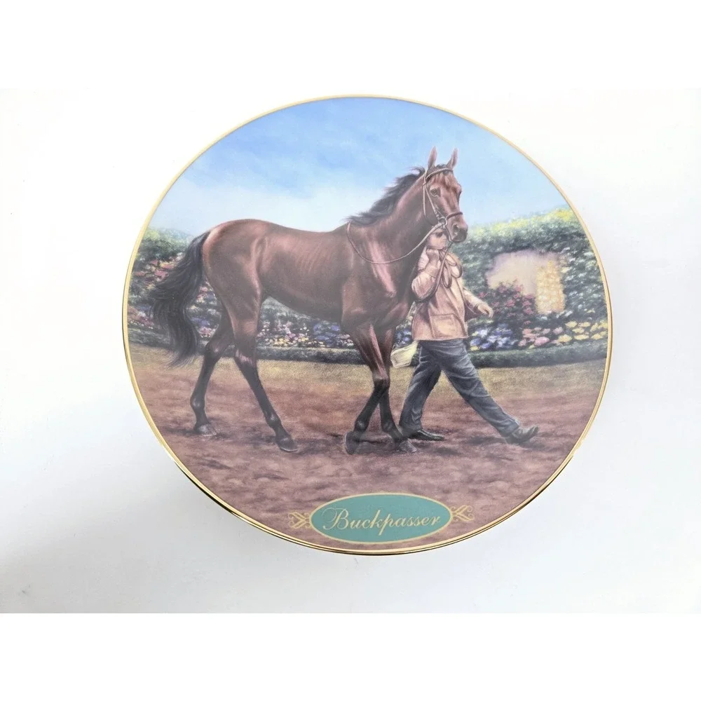 Danbury Mint Racehorse plate Susie Morton Champion Thoroughbreds Buckpasser‎